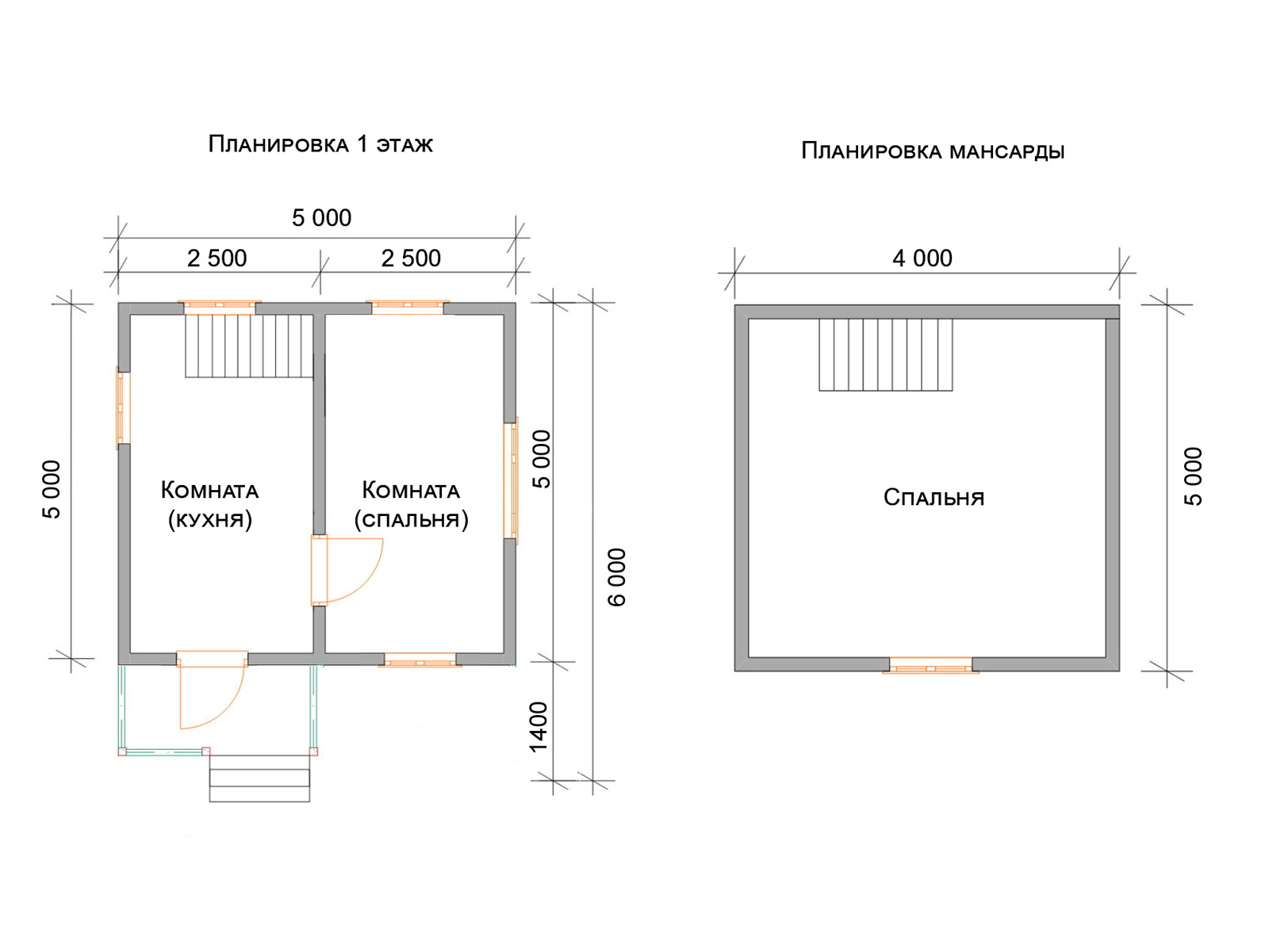 Каркасный дом 5х5 с мансардой - планировка